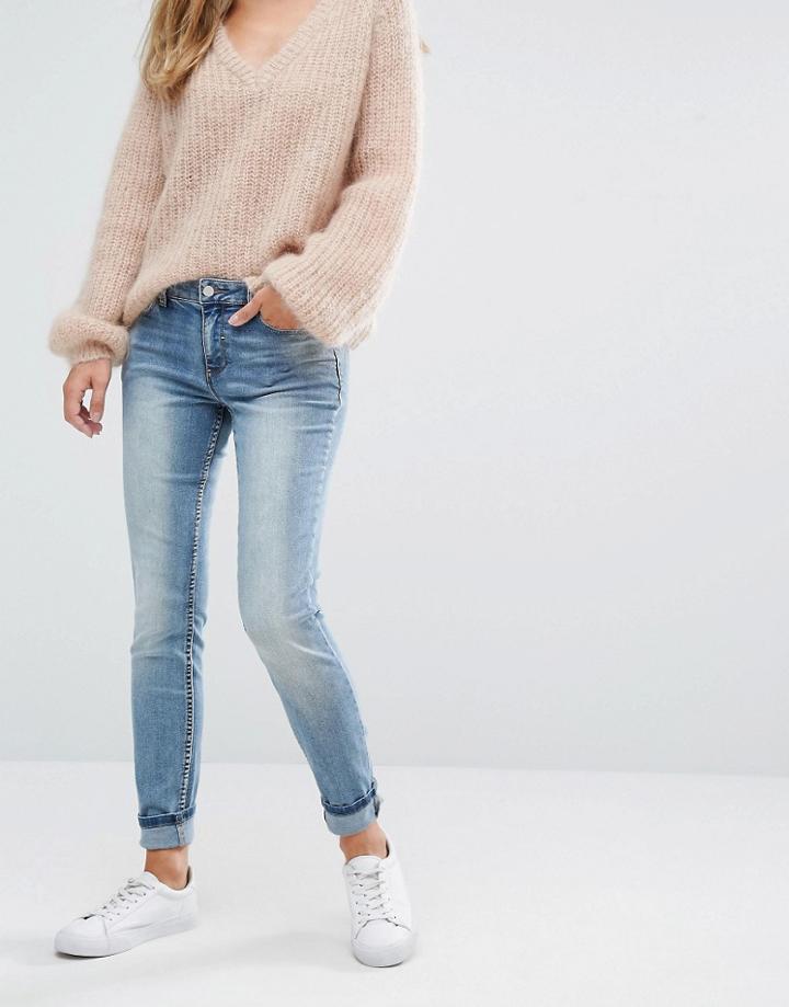 Vila Faded Mid Wash Skinny Jean - Navy
