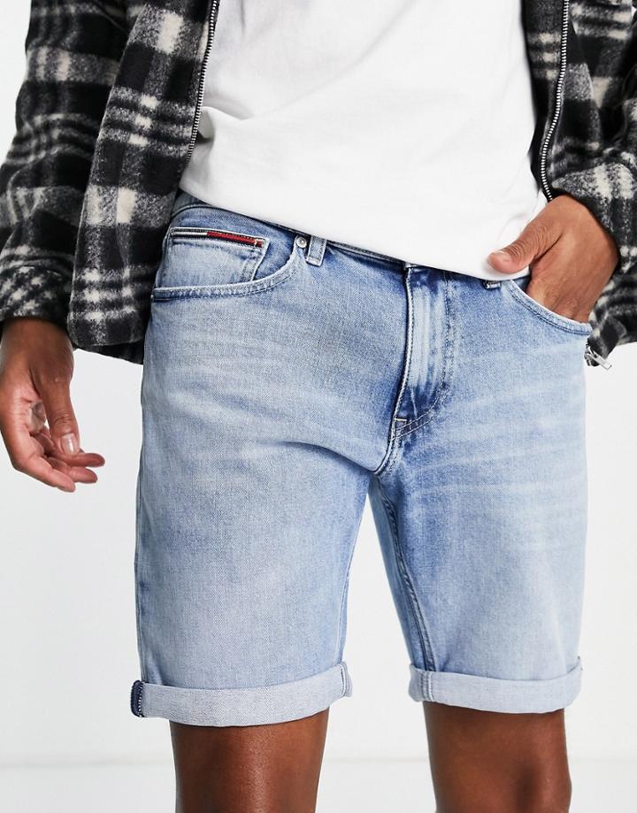 Tommy Jeans Scanton Slim Fit Denim Shorts In Light Wash-blue