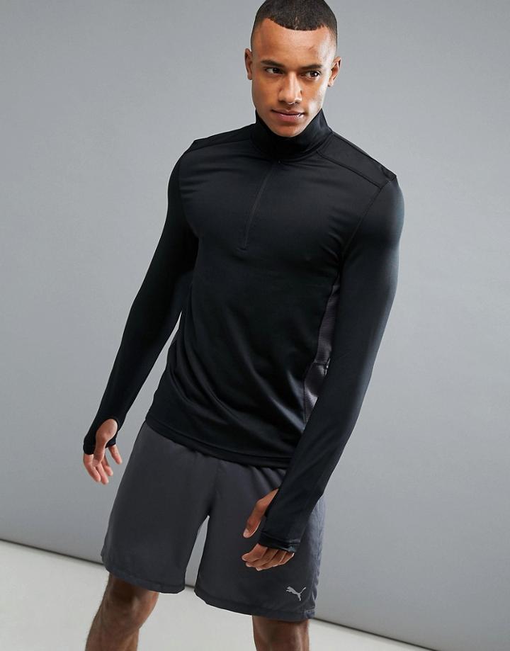Threadbare Active Zip Neck Gym Top - Black