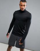 Threadbare Active Zip Neck Gym Top - Black