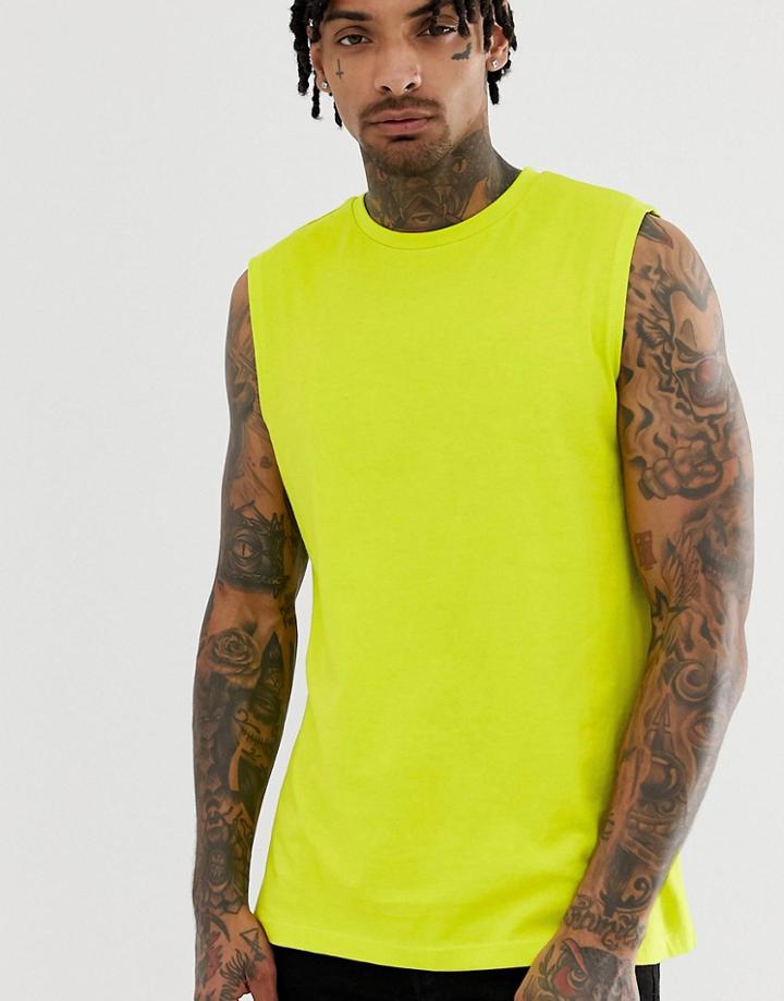 Asos Design Organic Tank Tank In Neon Green