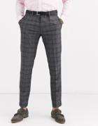 River Island Skinny Fit Suit Pants In Gray Check