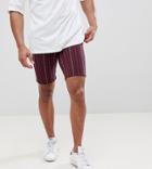Asos Tall Slim Shorts With Elasticated Waist In Abstract Design - Navy