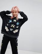 Wildfox Bird And Rose Print Sweatshirt - Black