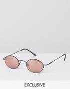 Reclaimed Vintage Round Sunglasses In Pink - Silver