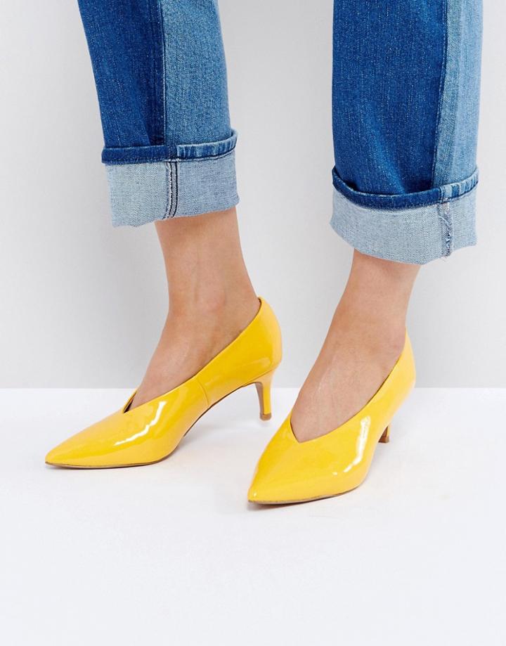 Asos Suzie Pointed Kitten Heels - Yellow