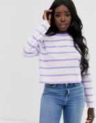 Asos Design Crop Boxy T-shirt With Long Sleeve In Stripe - Multi
