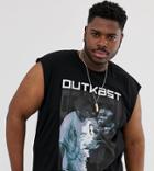 Asos Design Plus Outkast Oversized Sleeveless T-shirt-black