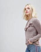 Hazel Frill Front Knit Sweater - Pink