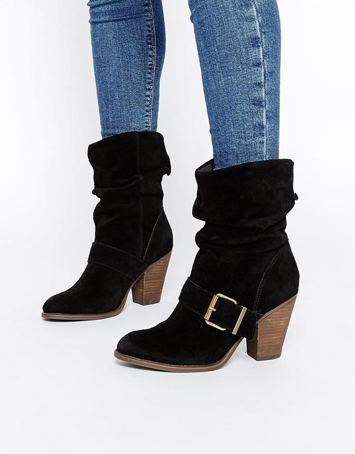 Aldo Kenema Scrunch Buckle Suede Calf Boots - Black Suede