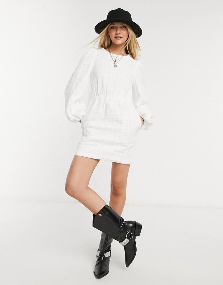 In The Style X Lorna Luxe Smock Dress With Oversized Collar In White-black