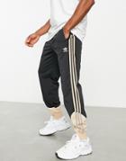 Adidas Originals Sprt Track Pants In Black And Magic Beige