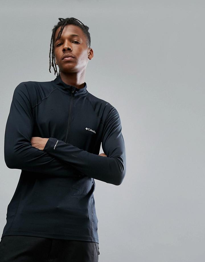 Columbia Half Zip Long Sleeve Top Performance Midweight Stretch In Black - Black