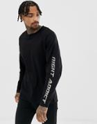 Night Addict Sleeve Print Long Sleeve Top - Black