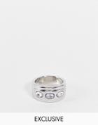 Reclaimed Vintage Inspired Chunky Ring With 90's Crystals In Silver