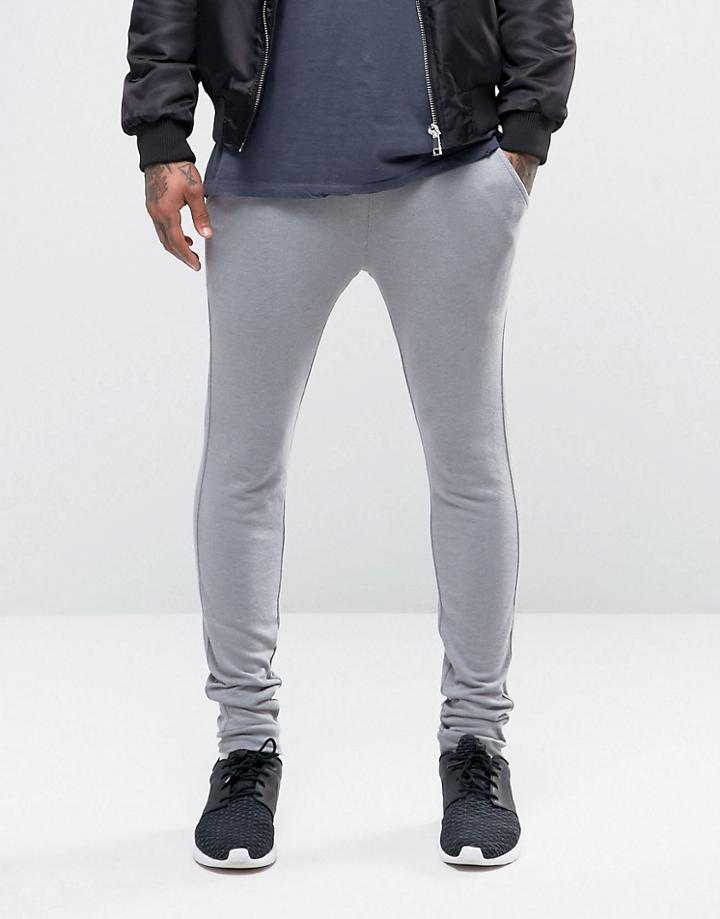 Asos Super Skinny Joggers In Gray - Elephant Gray