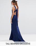 Jarlo Tall Maxi Dress With Bow Tie Back - Navy