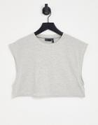 Asos Design Wide Boxy Crop T-shirt With Raw Hem In Gray Heather