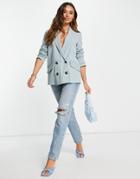 River Island Coordinating Structured Double Breasted Blazer In Light Blue-blues
