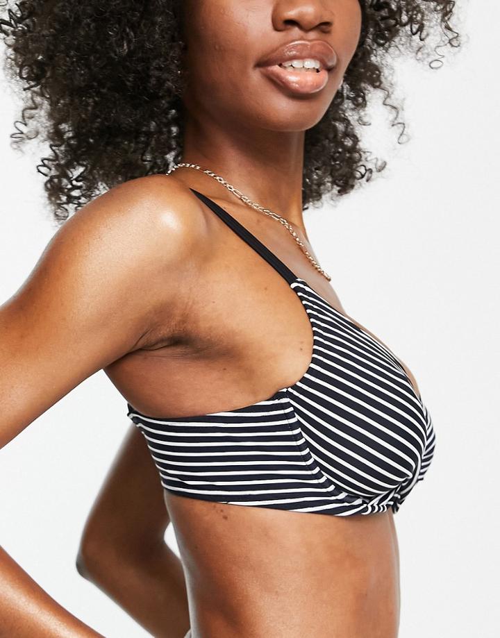 Figleaves Fuller Bust Underwired Bikini Top In Black Stripe