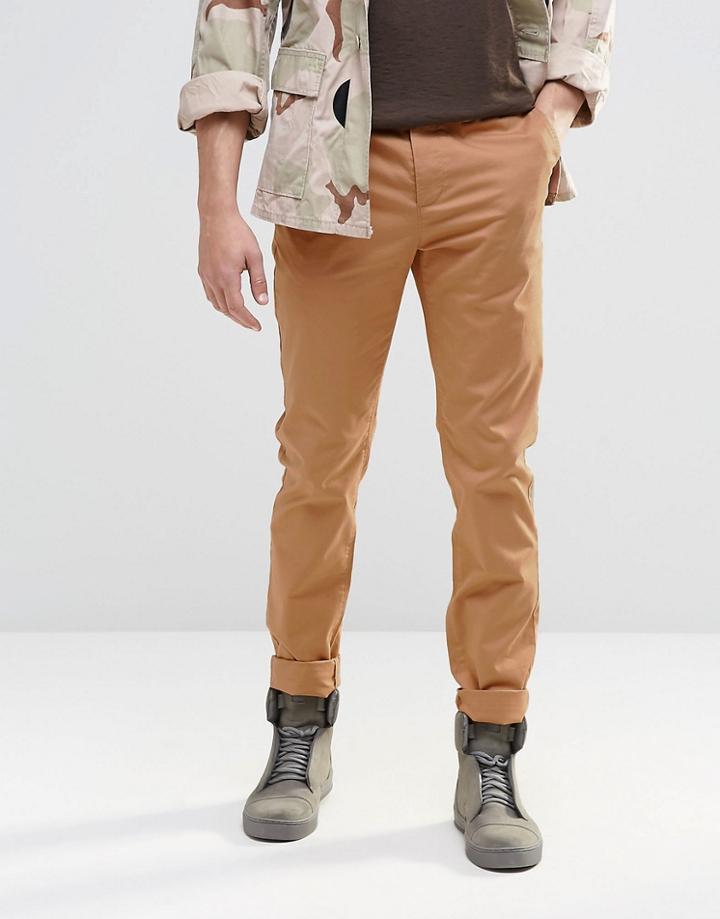 Asos Slim Chinos In Beige - Indian Tan