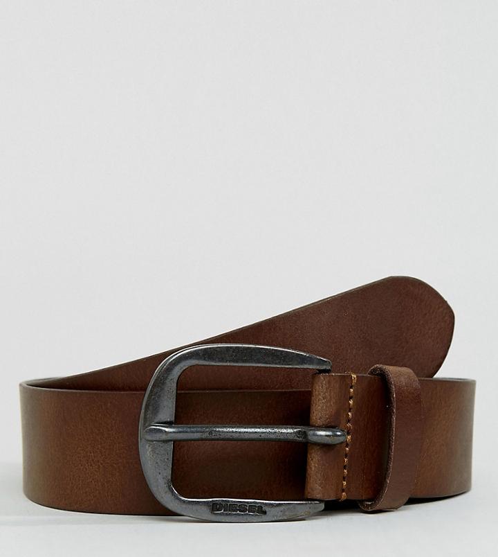 Diesel B-reactive Belt In Leather - Brown