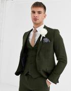 Harry Brown Wedding Tweed Heritage Slim Fit Suit Jacket-green