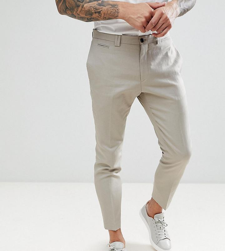 Noak Tapered Cropped Pants In Linen - Stone