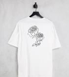 Selected Homme Oversized T-shirt With Rose Sketch Back Print In White Exclusive At Asos