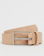 Asos Design Wedding Faux Leather Slim Belt In Pink With Silver Buckle - Pink