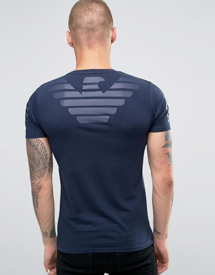 Armani Jeans T-shirt With Eagle Back Logo - Navy