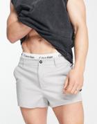 Asos Design Slim Chino Shorter Shorts In Light Gray