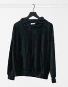 Street Collective Velour Oversized Hoodie In Black