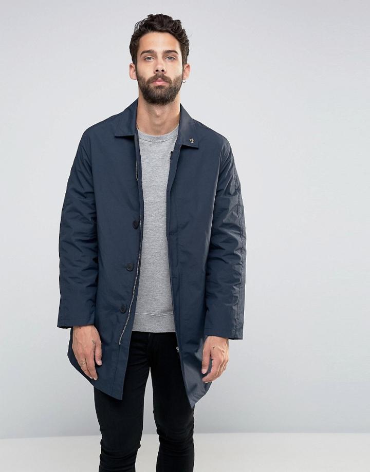 Farah Trench Coat In Navy - Navy