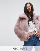 Asos Petite Chubby Vintage Coat In Faux Fur - Pink