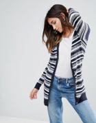 Brave Soul Button Through Stripe Cardigan - Navy