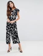 Vero Moda Printed Flutter Panel Jumpsuit - Black