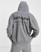 Sixth June Heavyweight Zip Up Hoodie In Gray Acid Wash - Part Of A Set