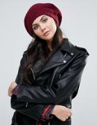 Alice Hannah Textured Beret Hat - Red