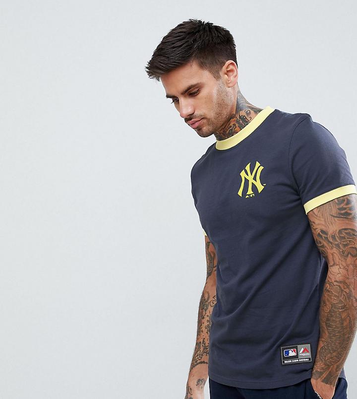 Majestic Yankees Ringer T-shirt In Navy - Navy
