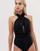 Boohoo Multiway Swimsuit In Black - Black