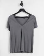 Asos Design Relaxed V-neck T-shirt In Shark Gray-grey