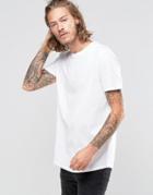 Asos Longline T-shirt With Crew Neck And Curved Hem - White