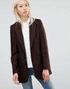 Helene Berman Longline Blazer In Chocolate Brown - Brown