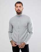 Asos Design Jersey Ribbed Track Jacket In Gray - Gray