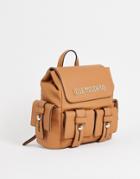 Love Moschino Utility Backpack In Camel-neutral