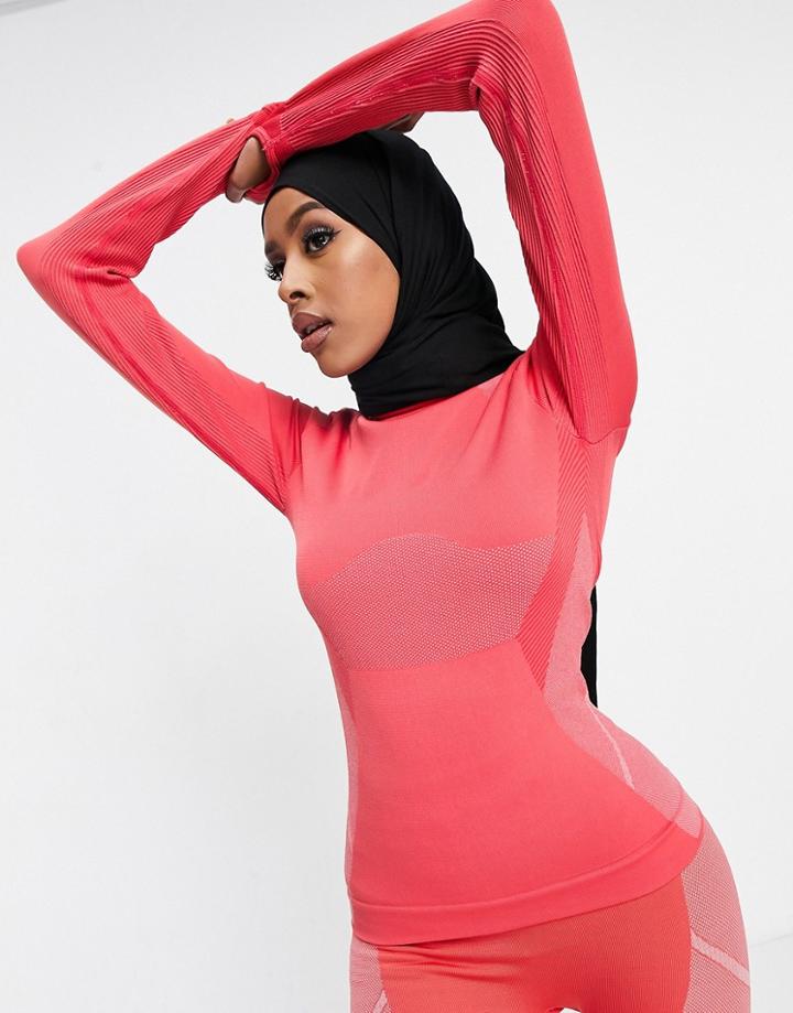 Asos 4505 Seamless Long Sleeve Top With Color Block Contour-red