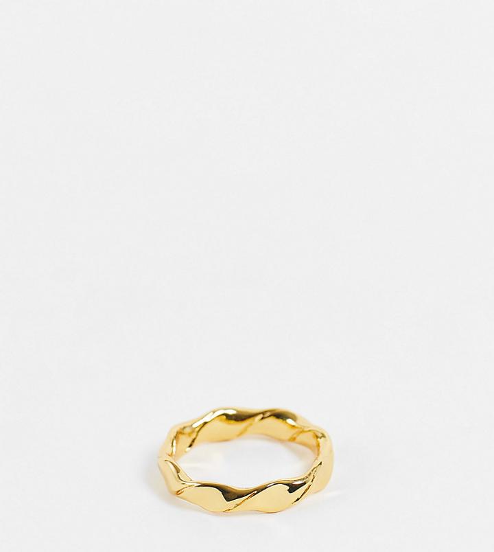 Asos Design Curve 14k Gold Plated Ring In Twist Design