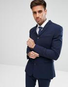 Asos Design Super Skinny Four Button Suit Jacket In Navy - Navy