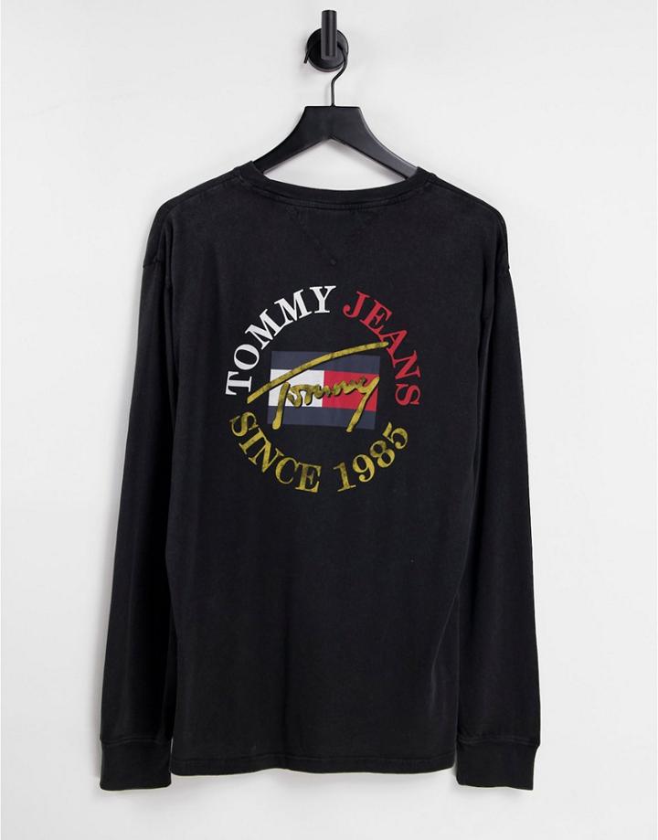 Tommy Jeans Vintage Circular Back Logo Long Sleeve Top In Black